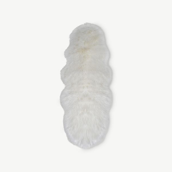 Agneau Uta, Cuir d'agneau artificiel ivoire 60x90 cm