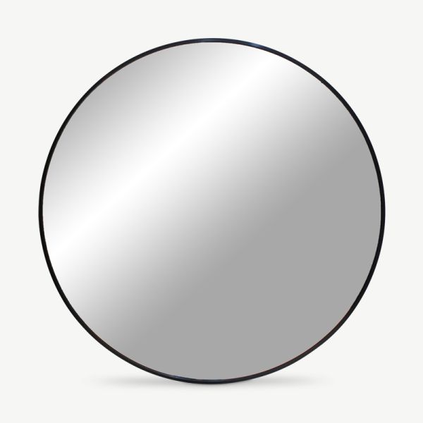 Miroir Luna, acier noir Ø60 cm