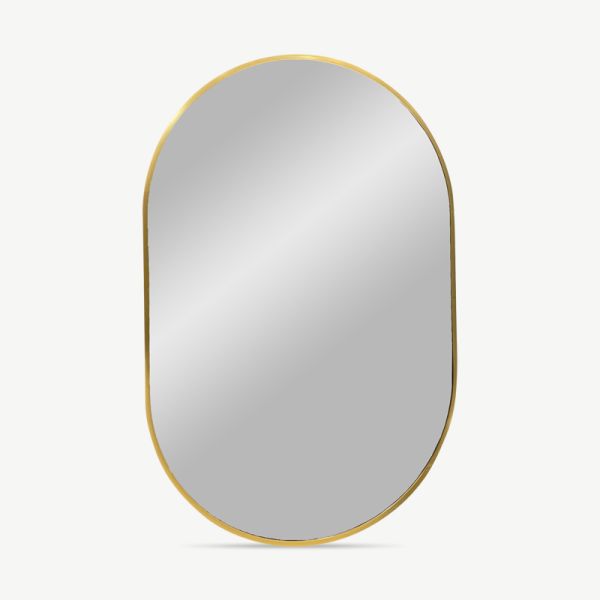 Miroir ovale Luna, cadre aspect laiton