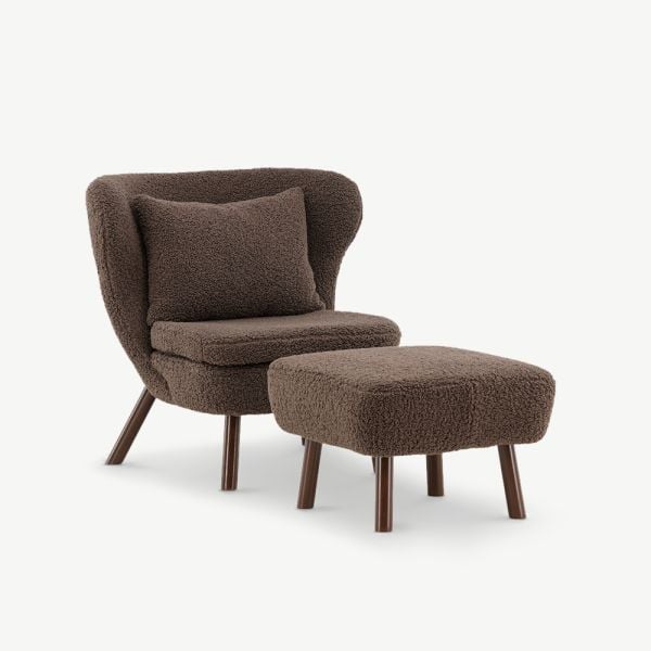 Roko Lounge-Sessel, Brauner Polyester-Teddy