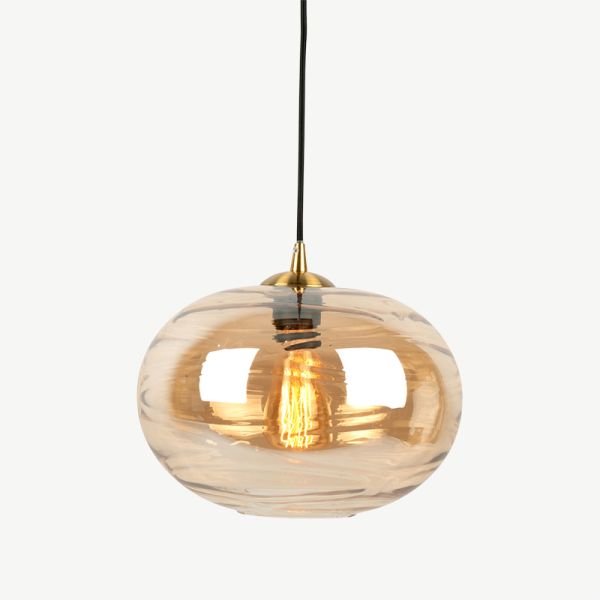 Glamour Sphere Pendant Lamp, Brown Glass