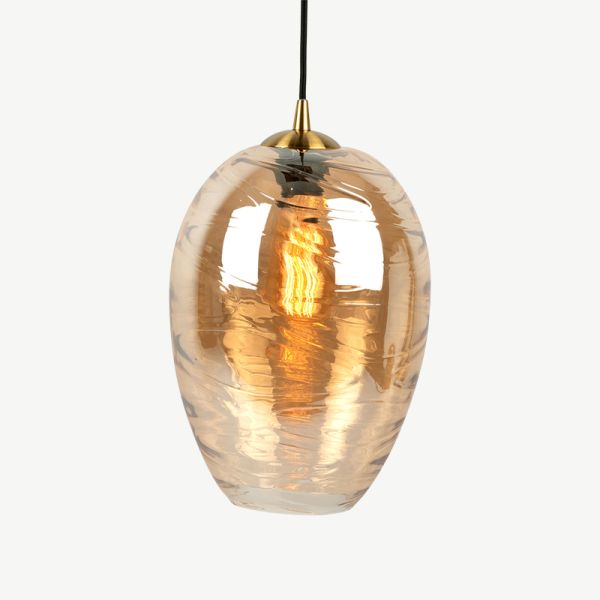 Glamour Cone Pendant Lamp, Brown Glass