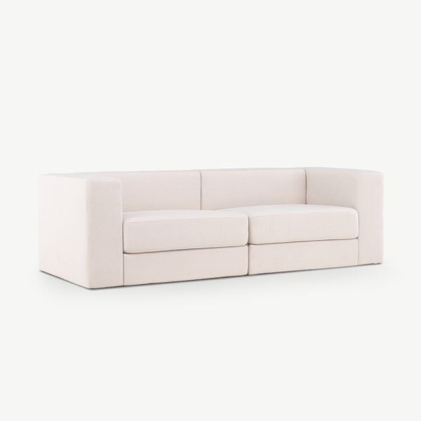 Milo Sofa 3 Seater , White Polyester Linen
