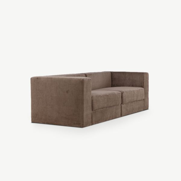 Milo Sofa 3 Seater , Brown Polyester Linen