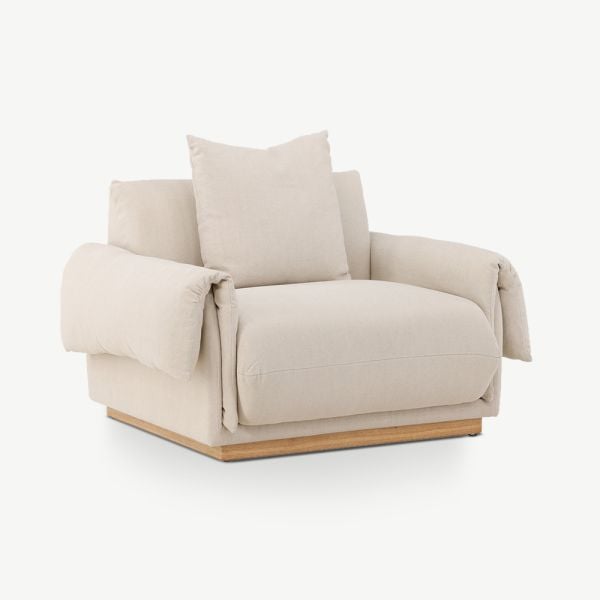 Mora Armchair , Beige Cotton