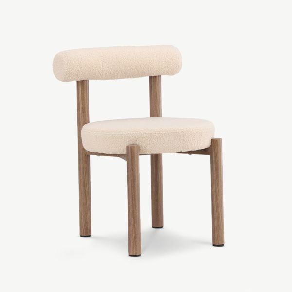 Tilo Eetkamerstoelen, Witte Teddy Bouclé, 2 stuks