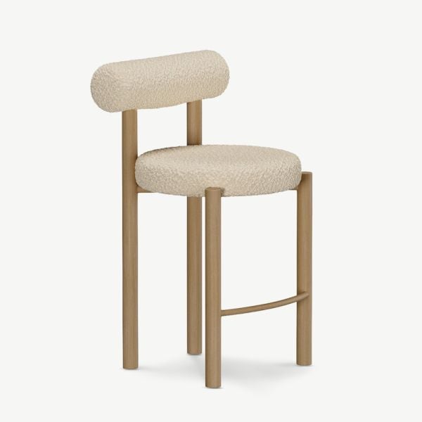 Tilo Barhocker, weißer Bouclé, 2er-Set