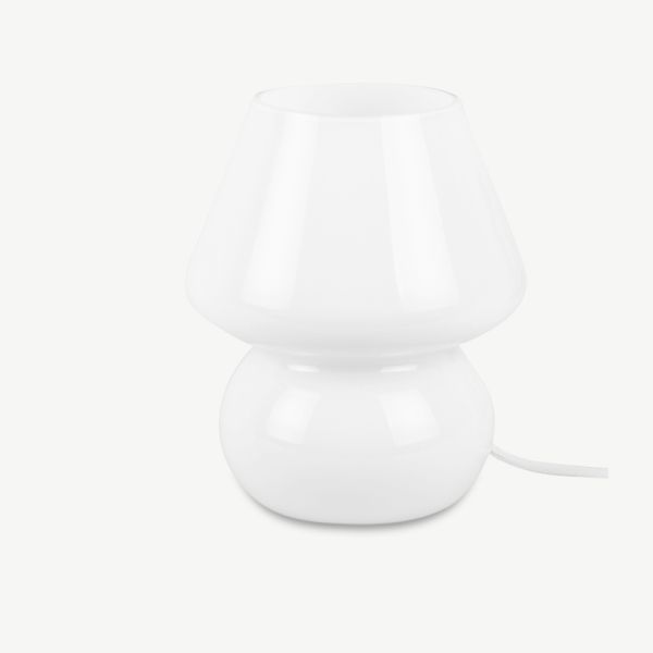 Vintage Table Lamp, Milky White Glass