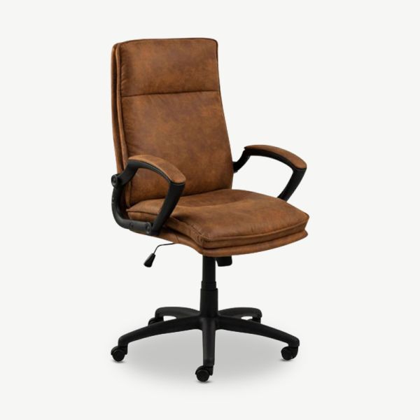 Ethan Office Chair, Brown Leather look