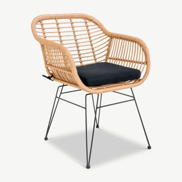 Terry Outdoor Dining Chair, Natural Rattan