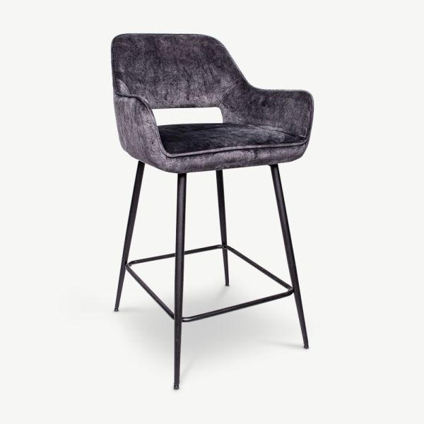 Celio Velvet Kitchen Stool, Anthracite