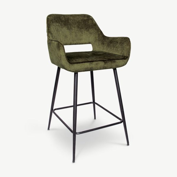 Celio Velvet Kitchen Stool, Green