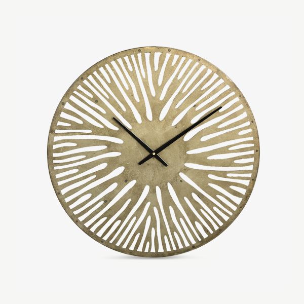 Dinder Wall Clock, Gold Metal
