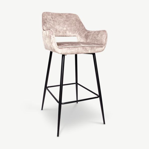 Celio Velvet Bar Stool, Beige