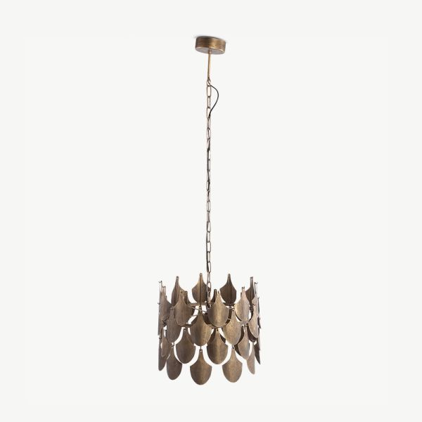 Crown Pendant Lamp, Gold Metal