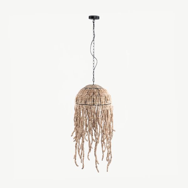 Lova Beaded Pendant Lamp, Natural Wood