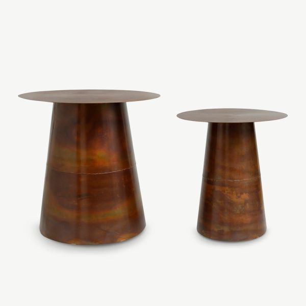 Ed's Set of 2 Metal Side Tables, Copper