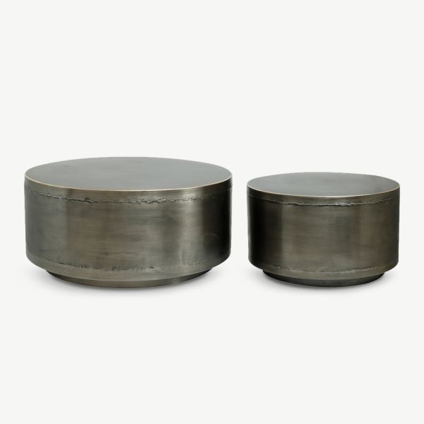 George Set of 2 Metal Coffee Tables, Grey