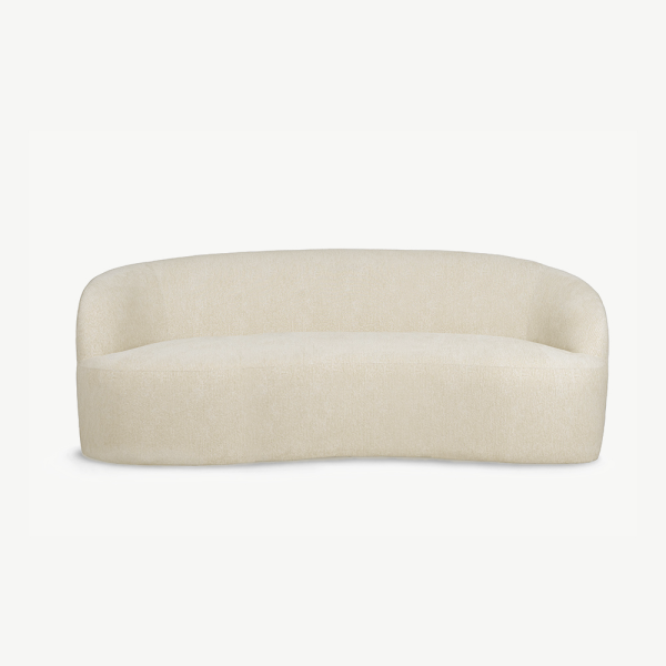 Behn Curved 3-Seater Sofa, Cream Fabric