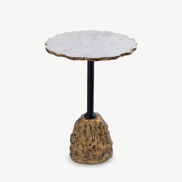 Alex Marble Side Table, White