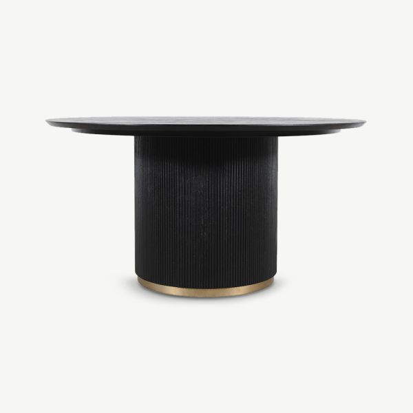 Avena Round Dining Table, Black Wood