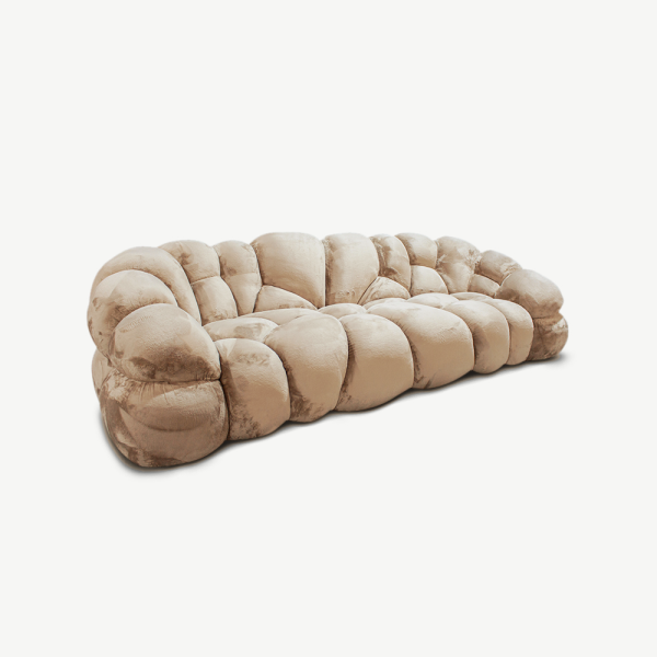 Cozy 3-seater Sofa, Beige Fabric