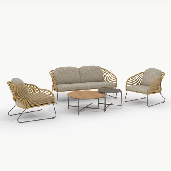Lorella loungeset voor buiten, geel en beige