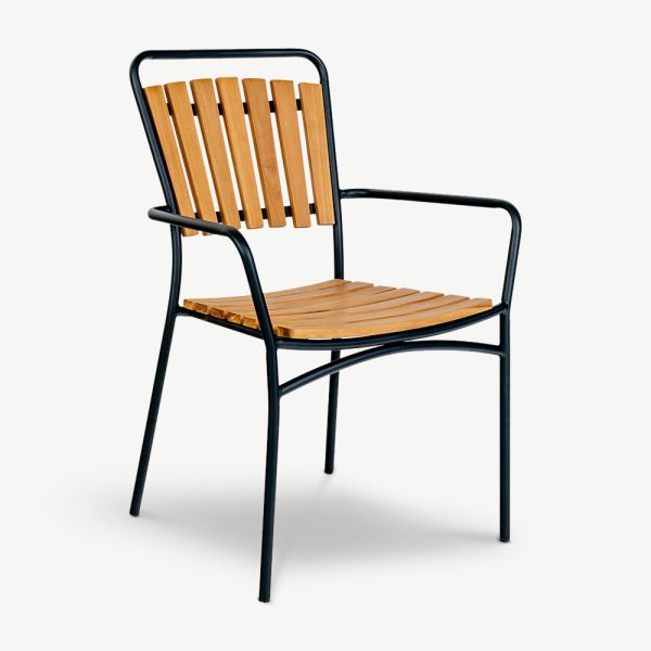 Beckett Teak Garden Chair, Natural Wood, Black