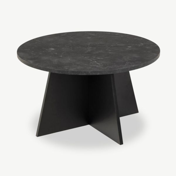 Ace Round Coffee Table, Black Marble