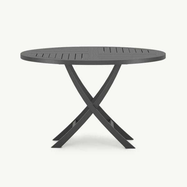Saffron Runder Außen-Esstisch, Teak Schwarz