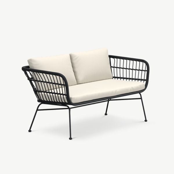 Lido Außen 3-Sitzer Sofa, Schwarzes Rattan