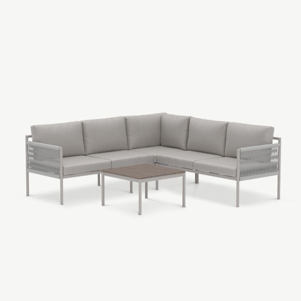 Lyra Set Außen-Ecksofa, Beige Polywood