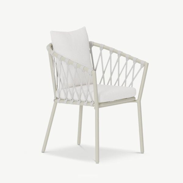Chaise de repas d'extérieur Linnea, bouclé blanc