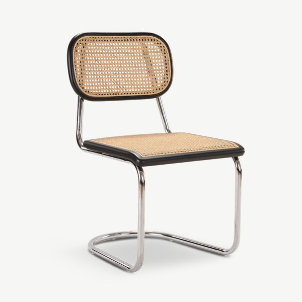 Edith Rattan Cantilever Chair, Black & Chrome