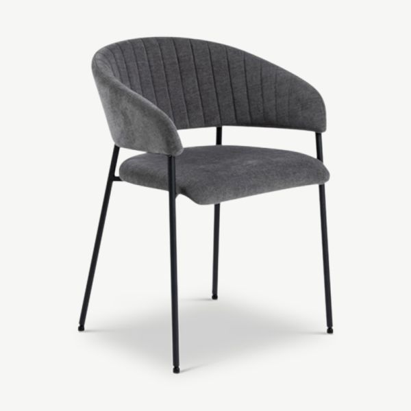 Avi Carver Dining Chair, Dark Grey Fabric