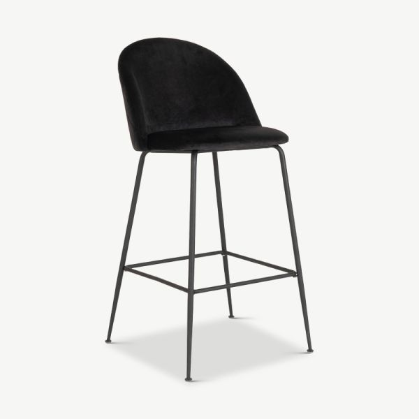 Paris Bar stool, Black Velvet & Black legs