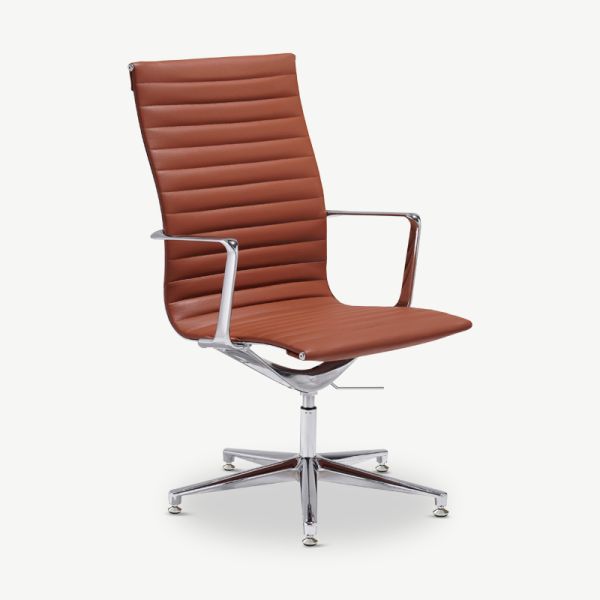 Ava Conference Chair, Cognac Leather & Chrome 