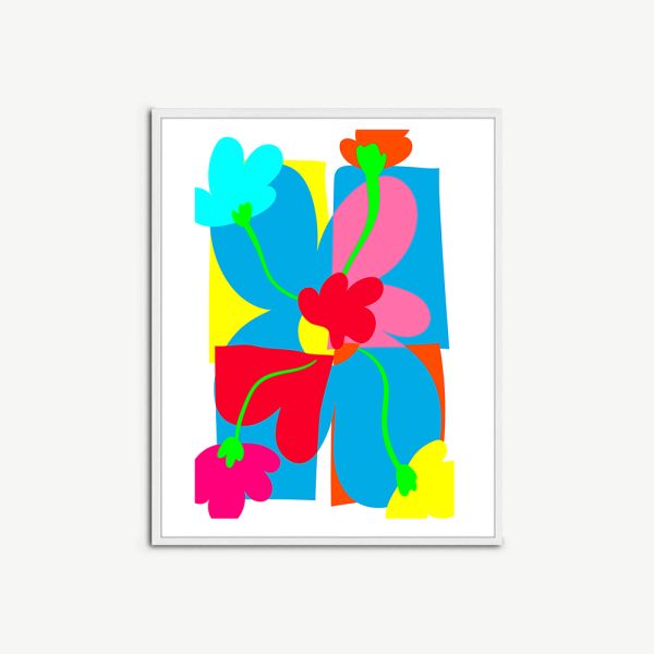 Abstract Flowers Wall Art, Framed