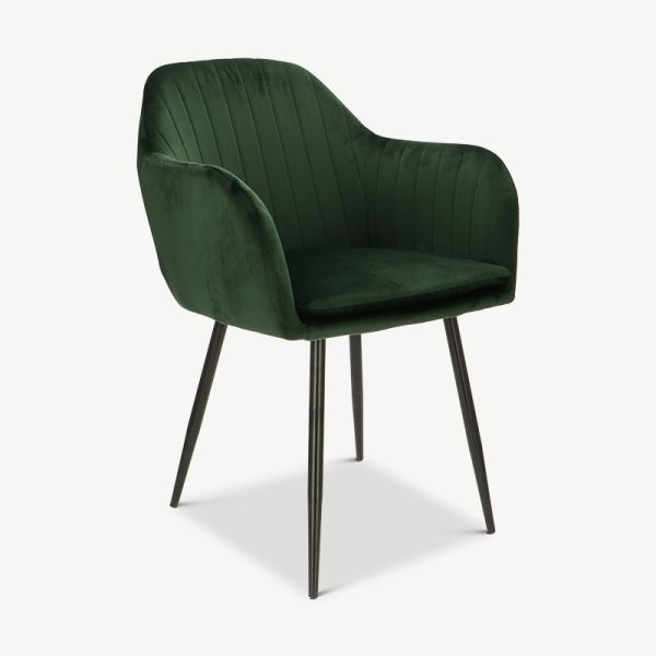 Brando Dining Chair, Green Velvet & Black legs