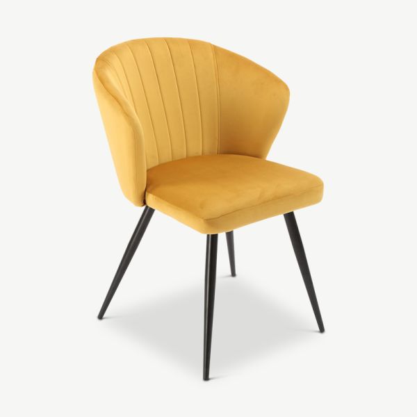 Cooper Dining Chair, Yellow Velvet