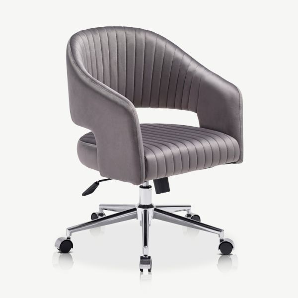 Constance Office Chair, Grey Velvet & Chrome