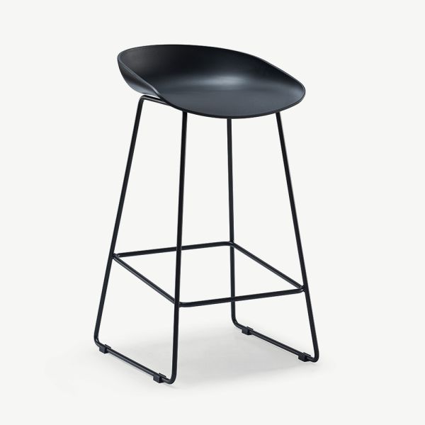 Aksel Bar Stool, Black & Steel