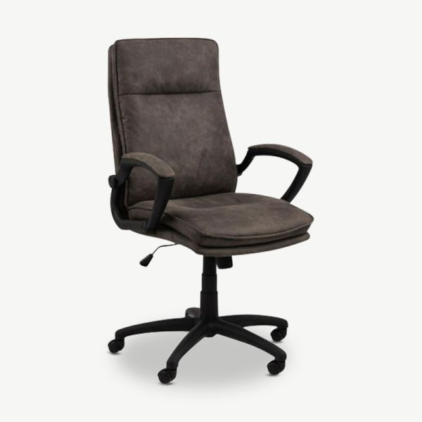 Ethan Office Chair, Grey Leather look