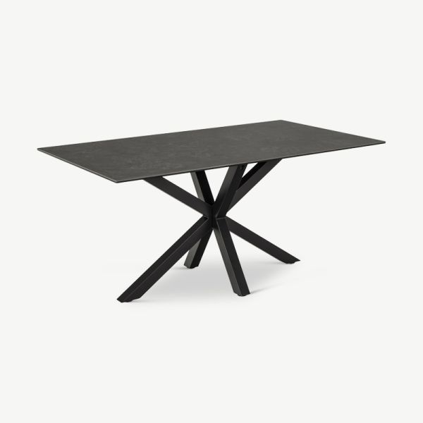 Talon Dining Table, Black Ceramic & Steel (160x90 cm)