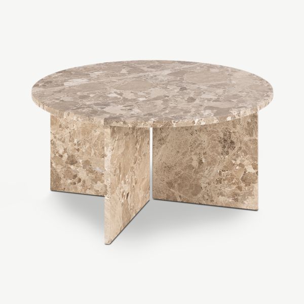 Table basse ronde Efrain, marbre beige