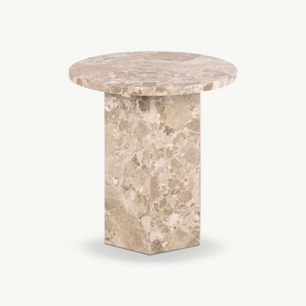 Table d'appoint Efrain, marbre beige