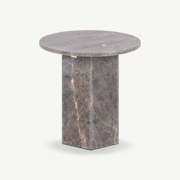 Efrain Marble Side Table, Brown