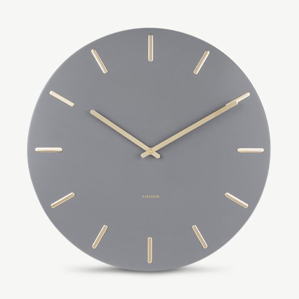 Charm Wall Clock, Grey Steel & Gold 