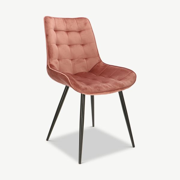 Lisboa Dining Chair, Pink Velvet & Black legs