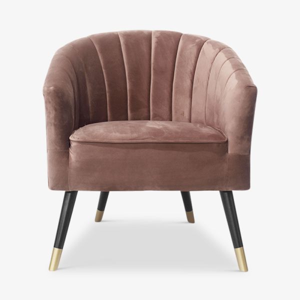 Amber fauteuil, roze fluweel